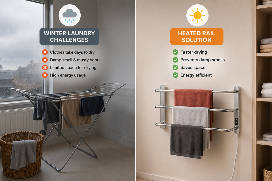 3-Bar Stainless Steel Heated Clothes Rail