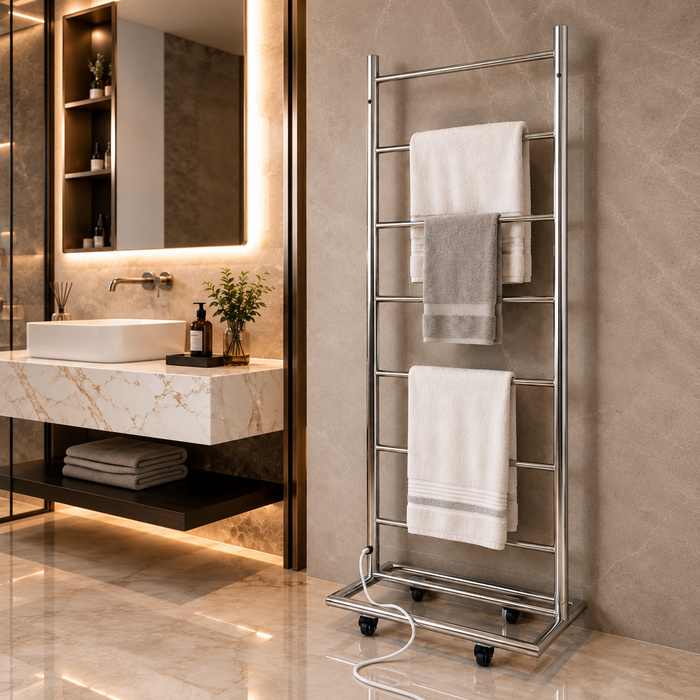 Tee’s 8-Bar Floor Standing Heated Clothes Rail