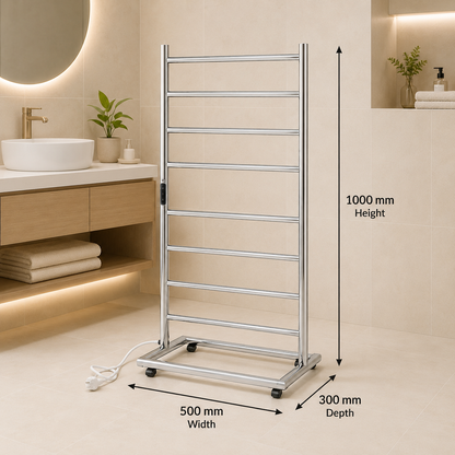 Tee’s 8-Bar Floor Standing Heated Clothes Rail